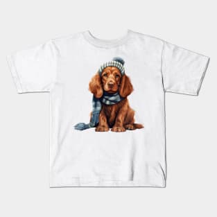 Winter Irish Setter Dog Kids T-Shirt
